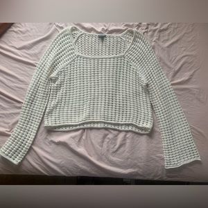 Women's Square Neck Pointelle Pullover Sweater - Wild Fable™ Almond L